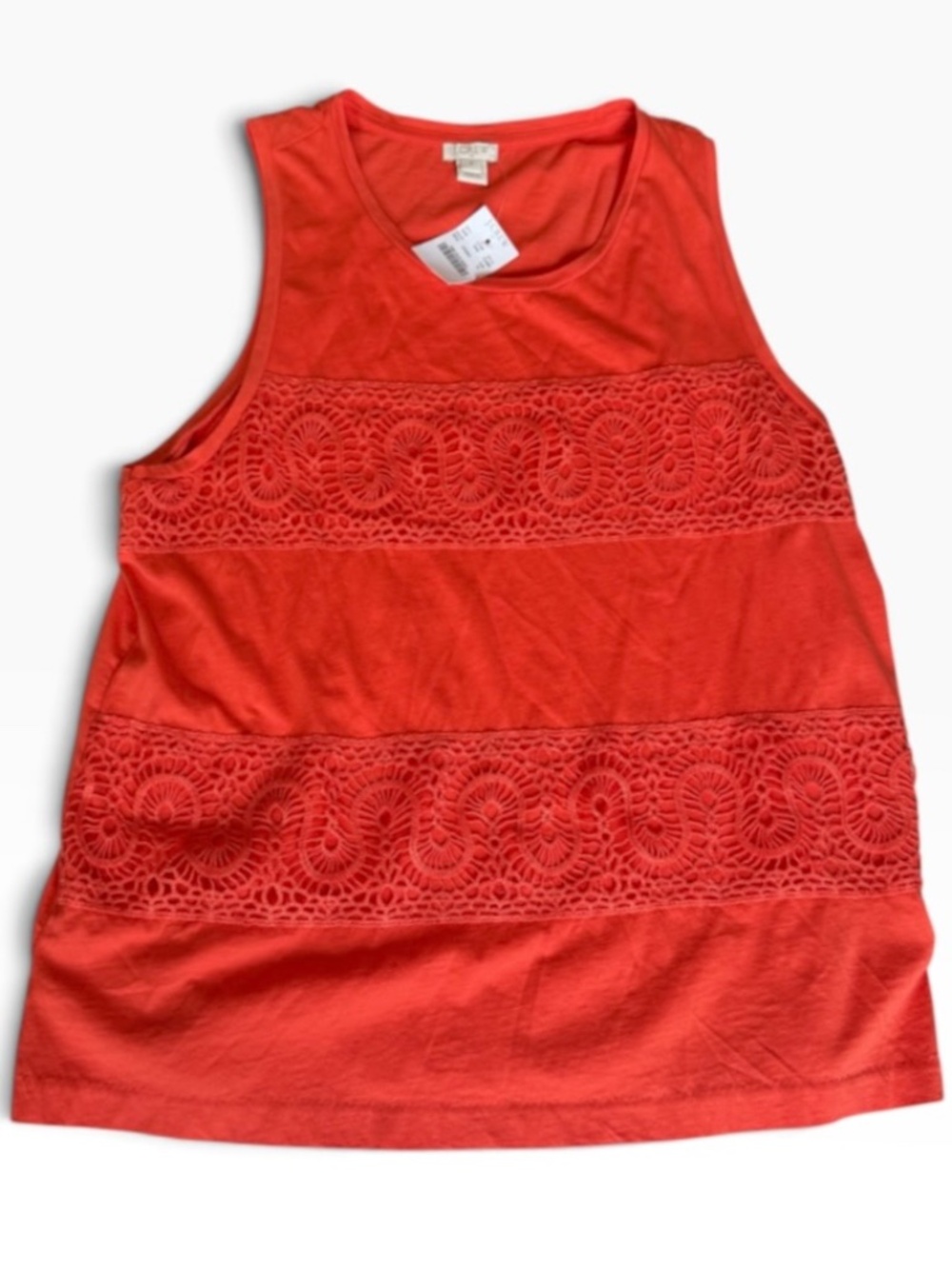 NWT J. Crew Lace Panel Orange Tank Top Sz M